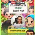 Poster promosi Kelas Matematik Tahun 1 RM5 oleh Cikgu Mohd Fadli Salleh