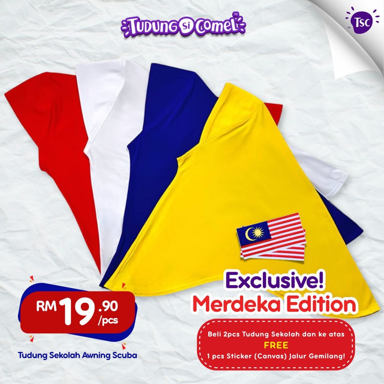 tudung warna bendera merdeka