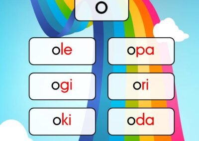 Latihan VKV bergambar dengan vokal 'o'.