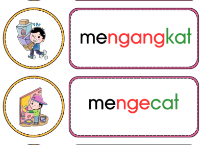 Kad kata kerja mengasuh, mengangkat, mengecat dan menari bergambar