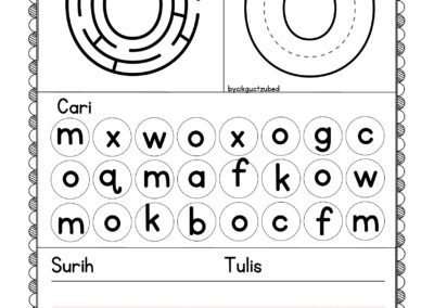 Aktiviti pendidikan prasekolah dan Tahun 1 – huruf kecil O dalam bahan Didik Hibur