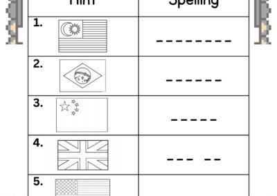 Year 4 English spelling worksheet – spell the countries