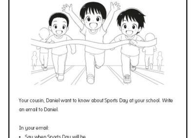 Email writing worksheet Sports Day prompt with planning checklist