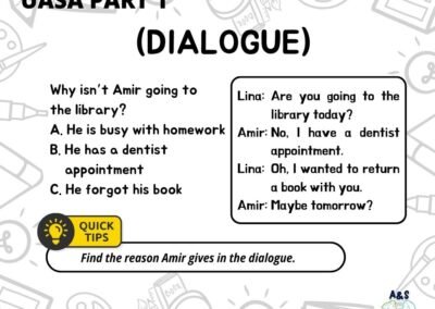 Sample question based on student dialogue about why Amir is not going to the library