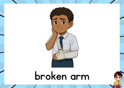 Flashcard Illnesses English Year 4 – I’ve got a broken arm