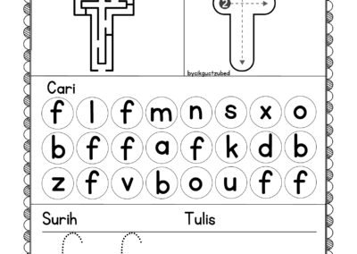 Aktiviti pendidikan prasekolah dan Tahun 1 – huruf kecil F dalam bahan Didik Hibur