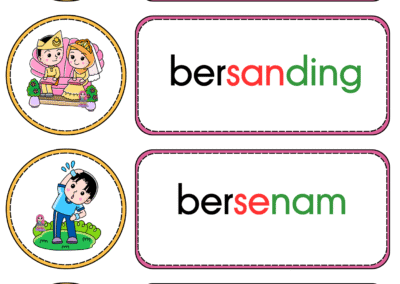 Kad kata kerja berlari, bersanding, bersenam dan bersandar bergambar