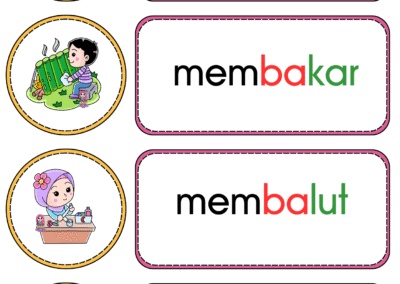 Kad kata kerja mencuci, membakar, membalut dan menaip bergambar
