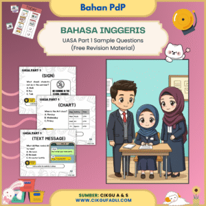Poster inviting readers to explore UASA Part 1 sample questions by Cikgu A&S on cikgufadli.com