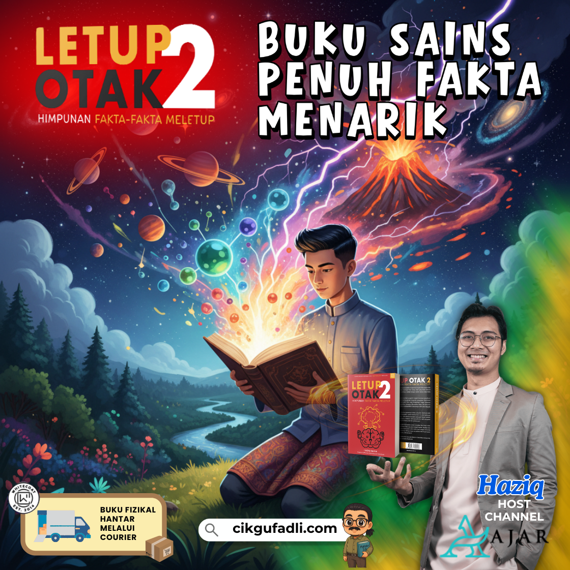 Poster Letup Otak 2 buku sains penuh fakta menarik untuk semua