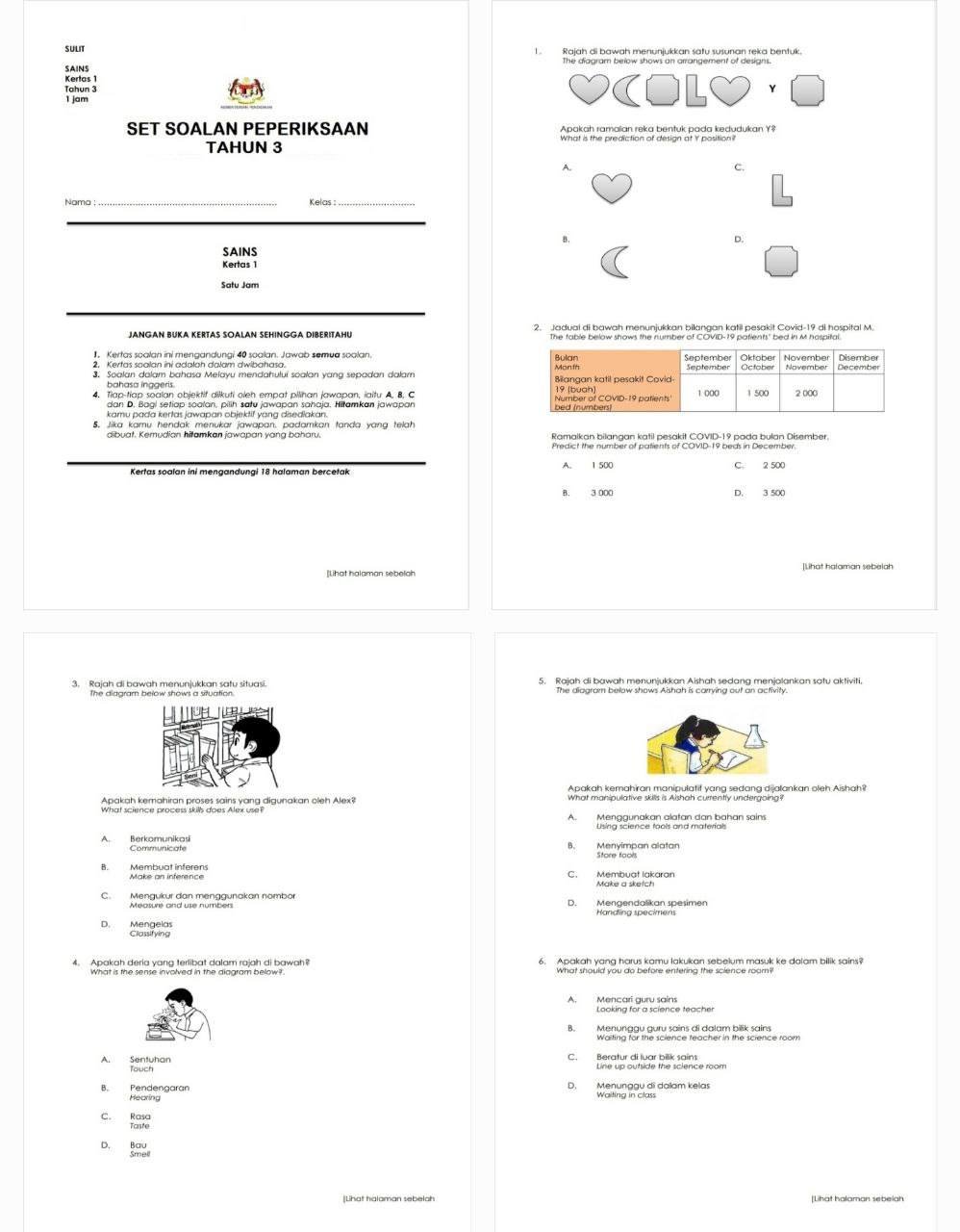 set soalan tahun 3 sains kertas 1
