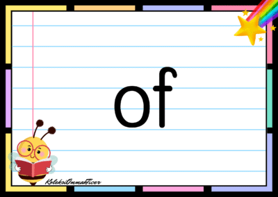 Sight word card: of.
