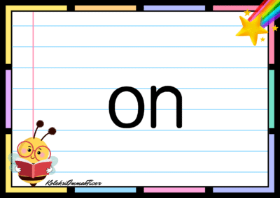 Sight word card: on.