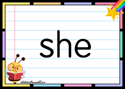 Sight word card: she.