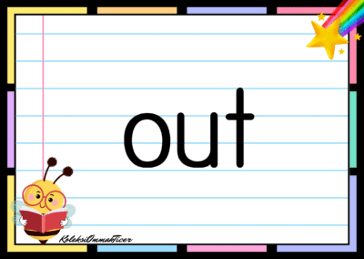 Sight word card: out.