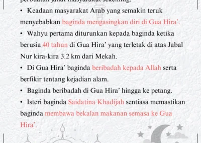 Nota Sirah Tahun 4 menjelaskan peristiwa Wahyu Pertama di Gua Hira’