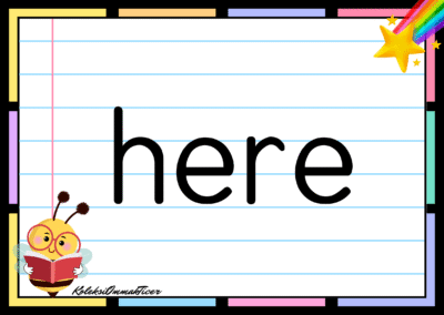 Sight word card: here.