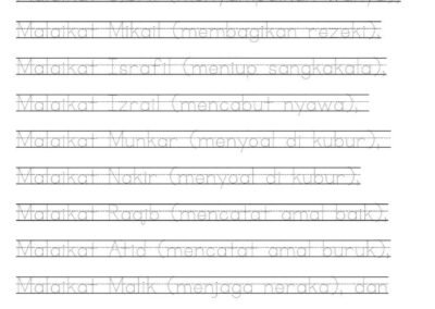 Aktiviti menulis dan imbas kembali untuk pembelajaran Rukun Iman