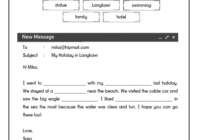 Year 3 English Langkawi Holiday Email Practice