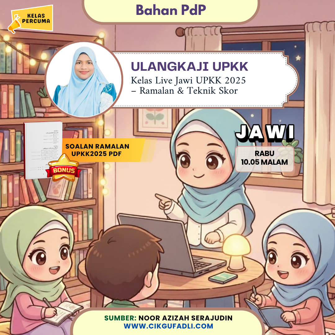 Poster kelas live Jawi UPKK bersama Ustazah Noor Azizah Poster kelas live Jawi UPKK bersama Ustazah Noor Azizah