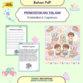 Poster edukatif 10 Malaikat & Tugasnya untuk anak-anak belajar Rukun Iman dengan ilustrasi chibi dan warna pastel mesra kanak-kanak