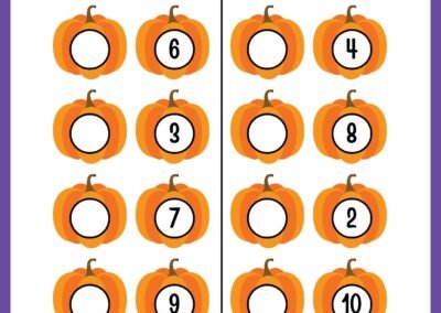 Number BEFORE practice 1–10 (pumpkin) in the Kindergarten Numbers Workbook.