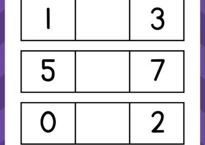 Number BETWEEN practice 0–7 in the Kindergarten Numbers Workbook.