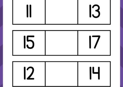 Number BETWEEN practice 11–16 in the Kindergarten Numbers Workbook.