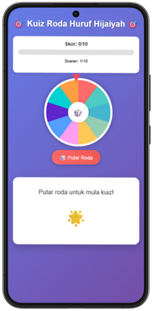 Contoh buka dalam phone Kuiz Roda Huruf Hijaiyah Berbaris Fathah 