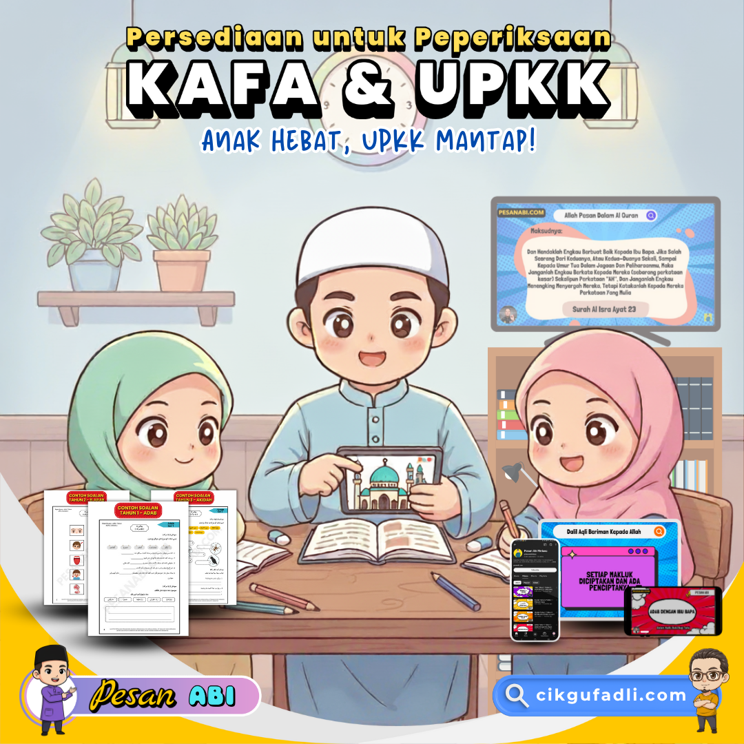 Pelajar KAFA sedang ulang kaji bersama ibu bapa menggunakan tablet