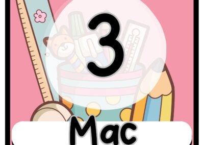 Poster nombor lima dengan perkataan 3 mac