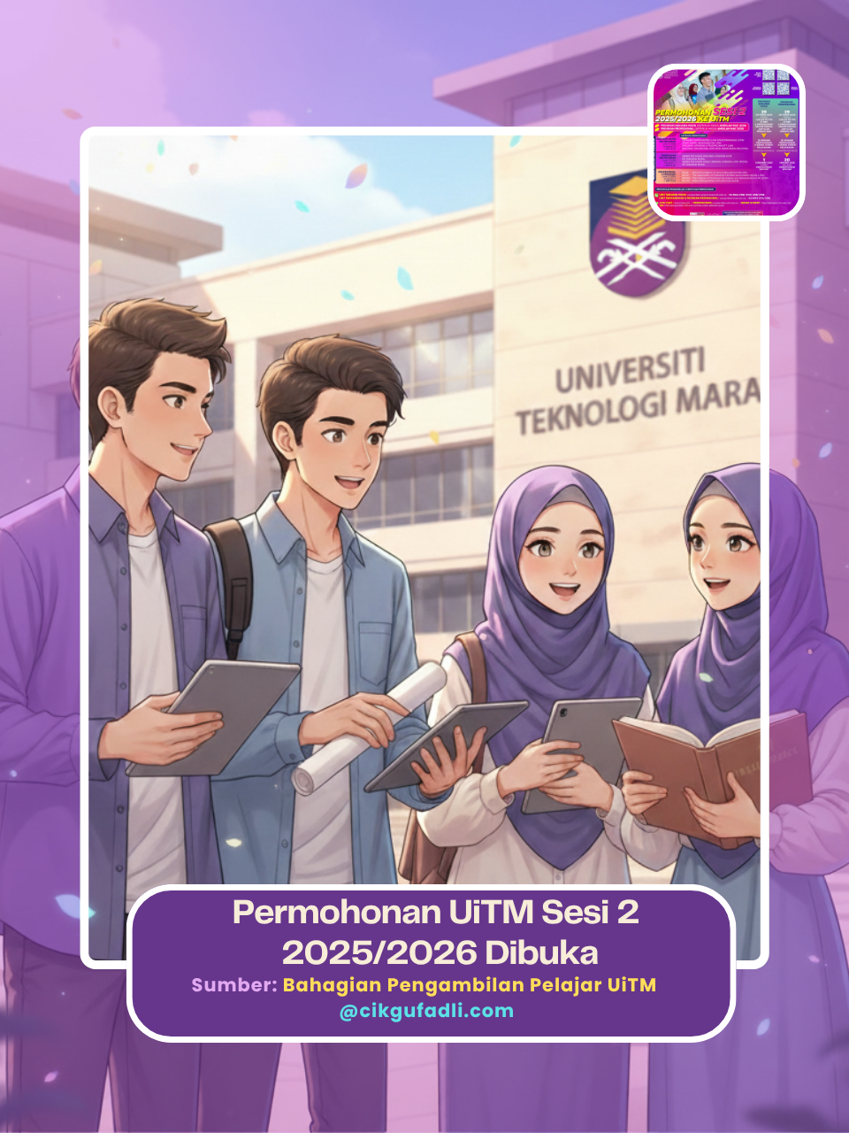 Illustrasi Pelajar membuat permohonan UiTM sesi 2 2025/2026