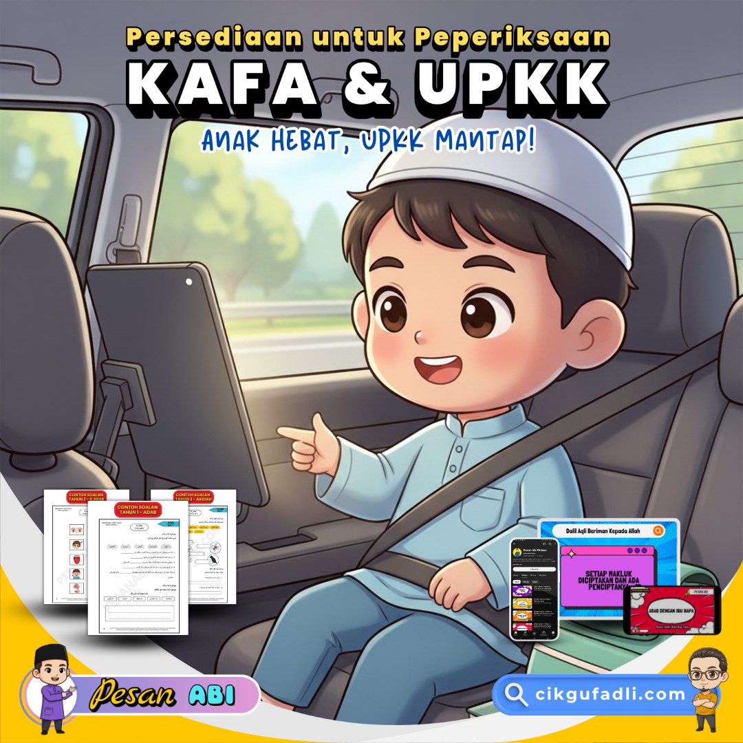Pelajar KAFA chibi belajar dalam kereta dengan tablet dan ikon download offline