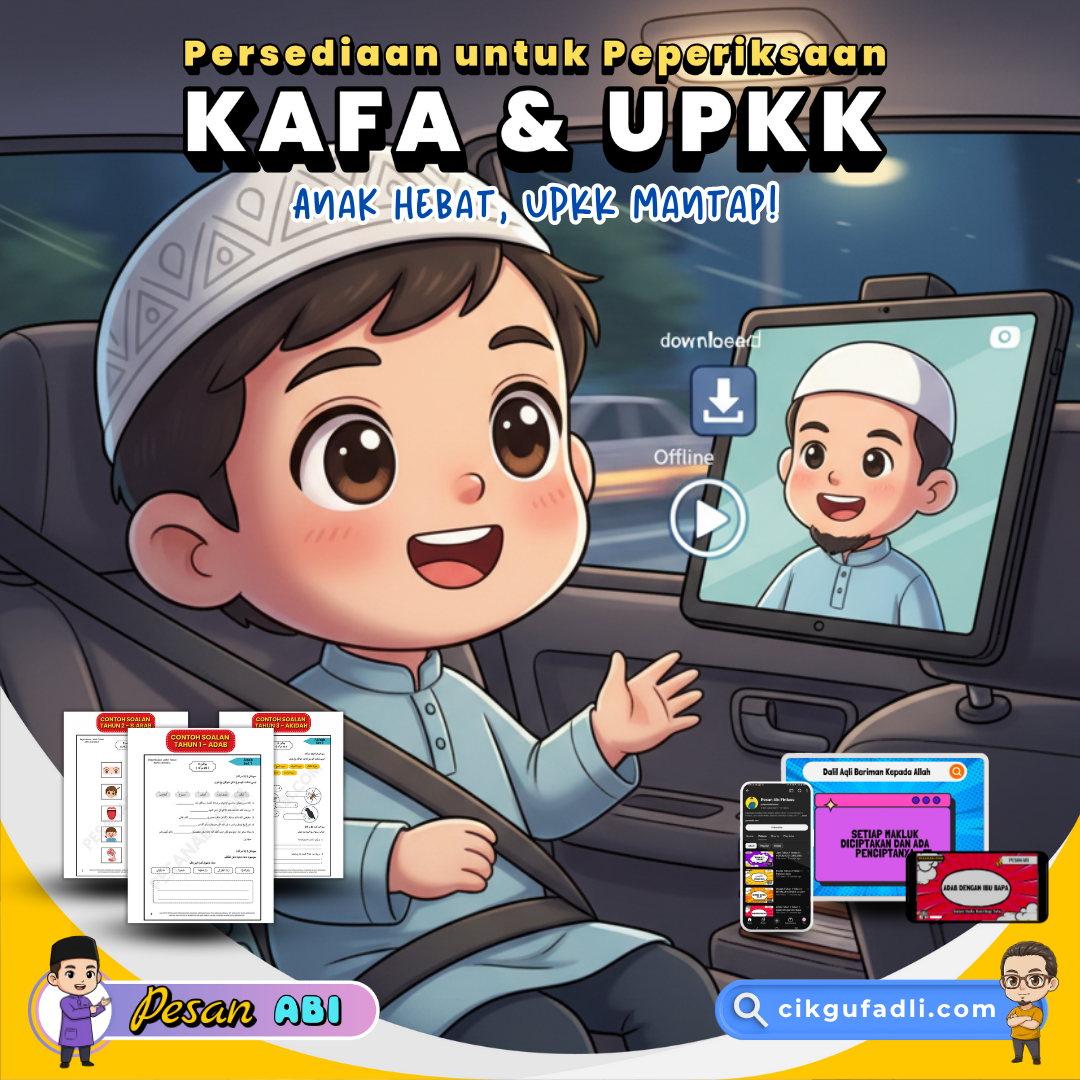 Pelajar ulang kaji KAFA dalam kereta menggunakan tablet untuk persediaan UPKK