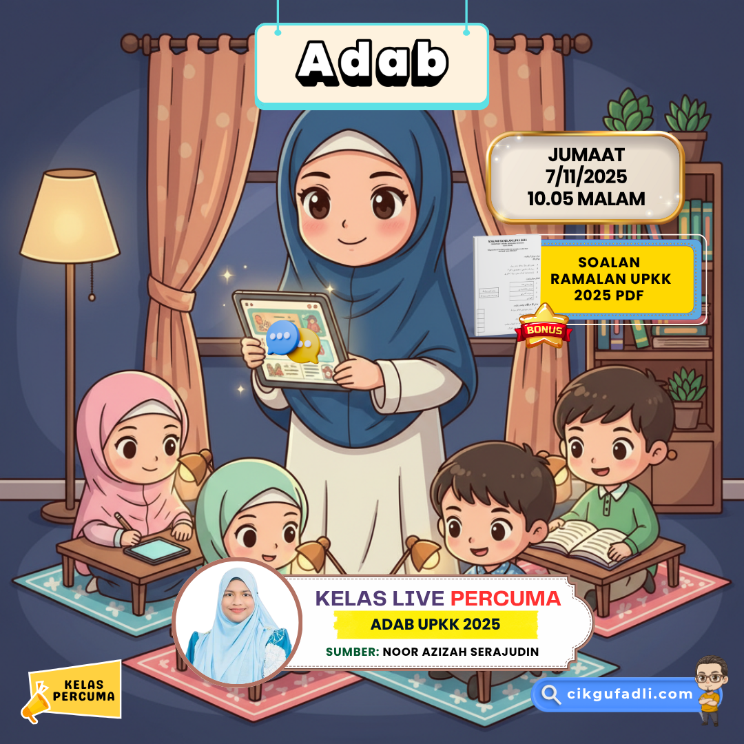 Kelas Live Adab UPKK 2025 bersama Ustazah Noor Azizah mengajar pelajar secara interaktif dalam suasana digital