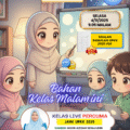 Ilustrasi kelas malam Jawi UPKK bersama Ustazah Noor Azizah dan pelajar