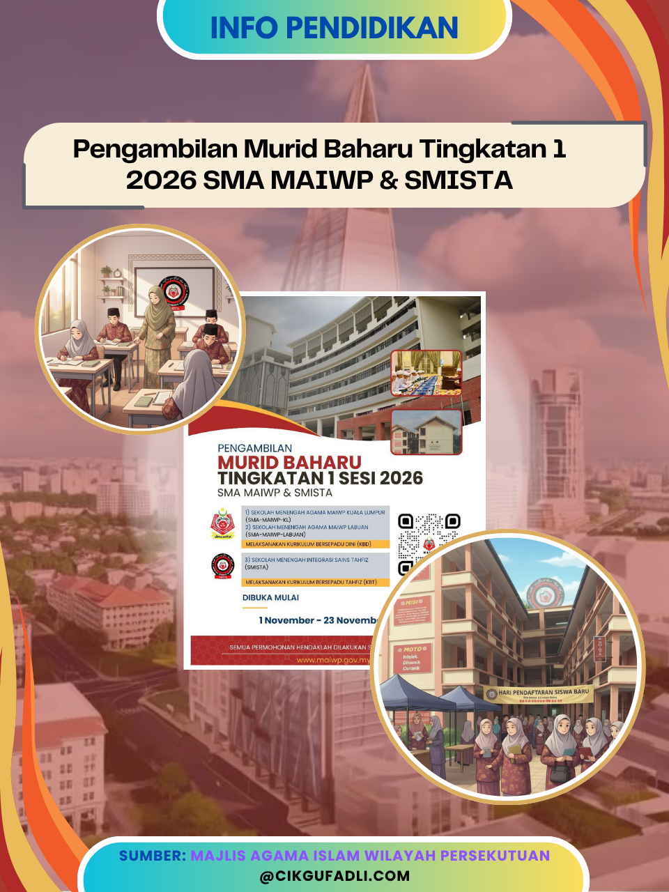 Poster pengambilan murid baharu Tingkatan 1 sesi 2026 SMA MAIWP & SMISTA