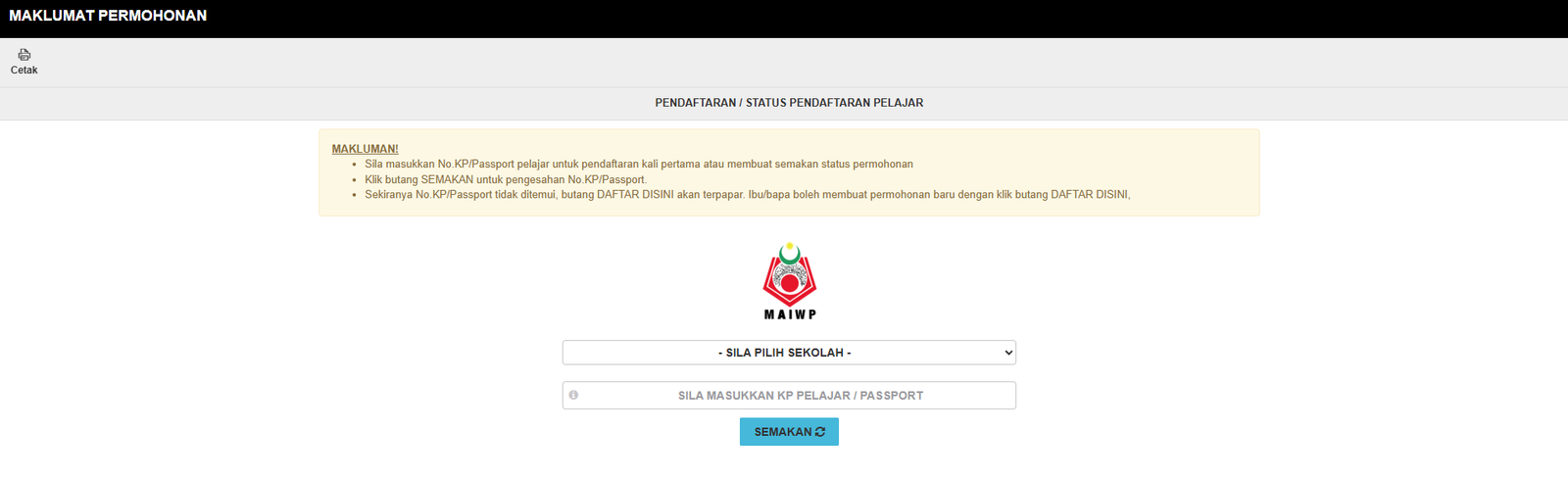 maklumat permohonan maklumat permohonan