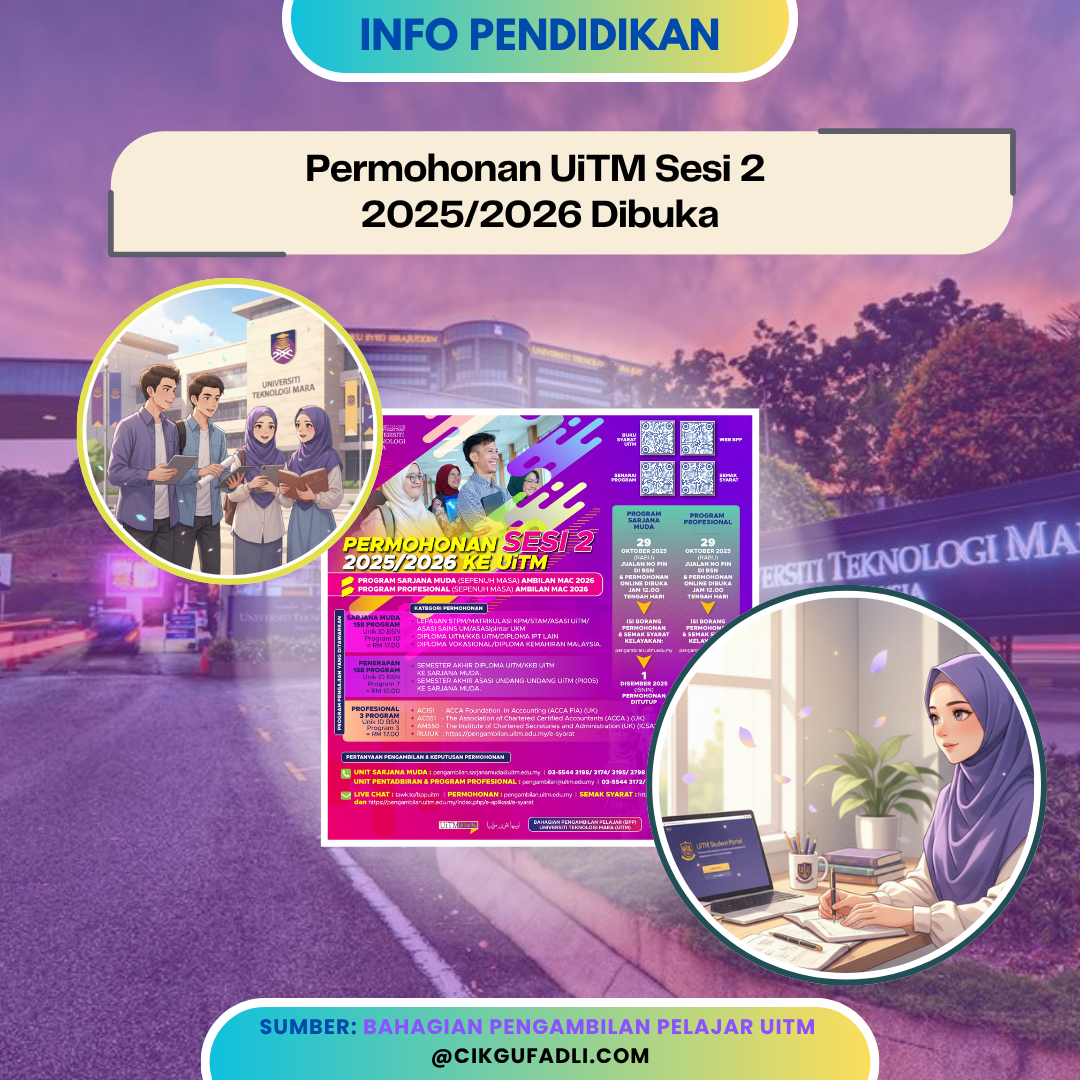 Poster hebahan permohonan UiTM sesi 2 2025/2026