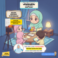 Ilustrasi gaya chibi Ustazah Noor Azizah sedang mengajar kelas malam Bahasa Arab UPKK 2025 bersama tiga pelajar comel yang sedang belajar menggunakan buku dan nota. Suasana bilik belajar yang ceria dengan lampu lembut dan kamera tripod merakam kelas. Mengandungi maklumat kelas 11 November 2025 jam 10.05 malam serta nota PDF percuma UPKK 2025.