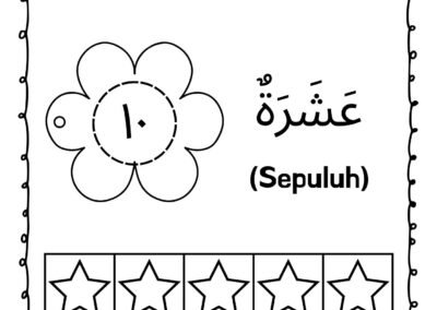 Nombor 10 dalam Bahasa Arab (عشرة) aktiviti Bahasa Arab