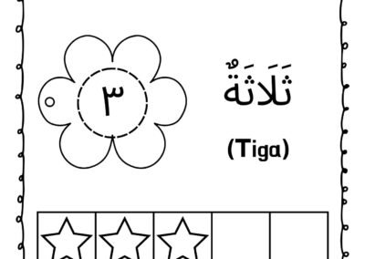 Nombor 3 dalam Bahasa Arab (ثلاثة) bahan prasekolah