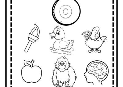 Latihan bulat dan warnakan gambar bermula huruf vokal o