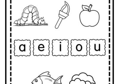 Aktiviti padanan huruf vokal dengan gambar objek