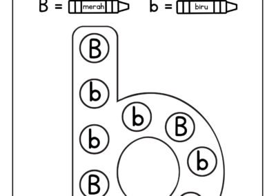 Mewarna huruf besar dan kecil B bahan prasekolah Bahasa Melayu