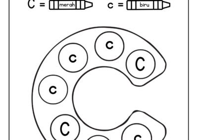Lembaran kerja mewarna huruf besar dan kecil C untuk kanak-kanak
