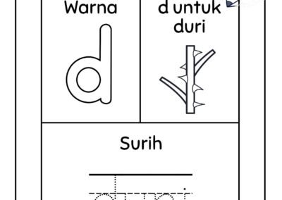 Lembaran kerja huruf kecil d boleh cetak