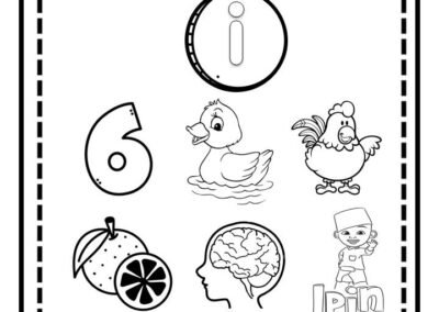 Aktiviti bulat dan warnakan huruf vokal i buku vokal prasekolah percuma