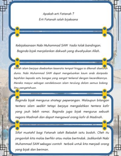 nota sifat fatanah nabi muhammad bijaksana dalam kehidupan dan dakwah