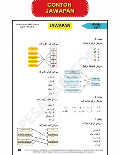 contoh jawapan peperiksaan akhir tahun kafa tahun 4 akidah